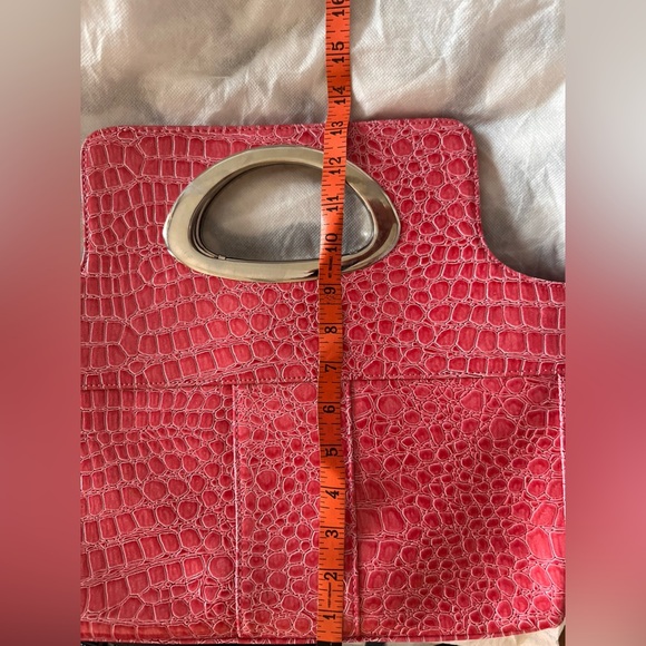 Beijo Pink Patent Leather Crocodile-Embossed Purse Crossbody - Picture 10 of 10